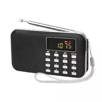 Super Bass HIFI FM Radio Speaker L-218 with TF USB AUX Flashlight Rechargeable Battery