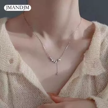 Супер блестящее ожерелье из пшеницы, женское, летнее, милое, нишевое, дизайн, шипы, пинг-ап, лист, кисточка, цепочка на ключицу