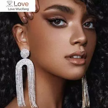 Супер блестящие длинные серьги-цепочки со стразами для женщин, модные ювелирные изделия, модные богемные серьги, аксессуары 12.5*3.5CM