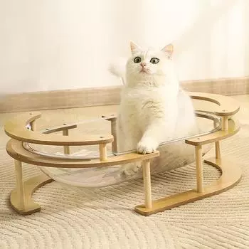 Супер большое кошачье гнездо, универсальная космическая капсула Four Seasons, полузакрытый домик для кошек, вилла, интегрированный прозрачный домик для питомника с фаской, дом для взрослых 60*40*19cm