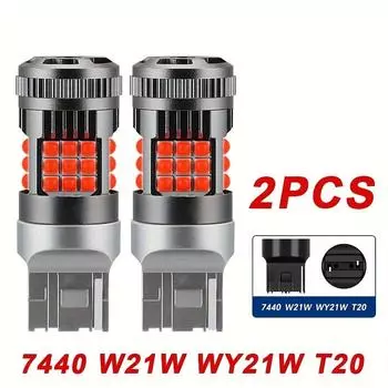 Super Bright Car LED Safety Light Bulbs Easy Install Brake Turn Signal 2-Pack 7440 W21W WY21W T20