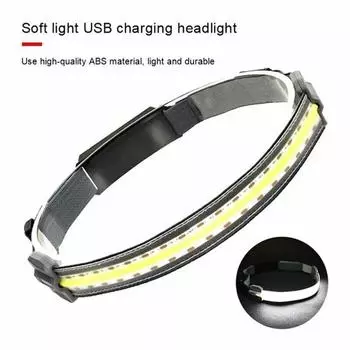 Super Bright COB LED Headlamp USB Rechargeable Headlight Wide Beam Flood Light Outdoor 3 Modes Head Lamp Waterproof Head Torch