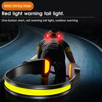 Super Bright COB LED Rechargeable Headlamp With Warning Taillight for Camping Climbing Hiking Fishing Night Reading Running 1PCS