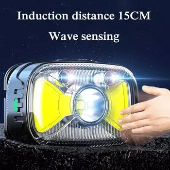 Super Bright XPG+CPB LED Headlamp Smart Induction Headlight Type-C USB Rechargeable Head Lamp Red Light SOS Fishing Head Light Built-in battery
