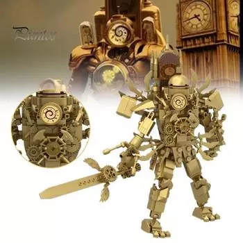 Супер Часовой человек строительный блок игрушка модель 550 блоков воспроизводимая сборка Часовой человек блок игрушка гладкий край детский подарок на день рождения домашний офис настольный жёлтый