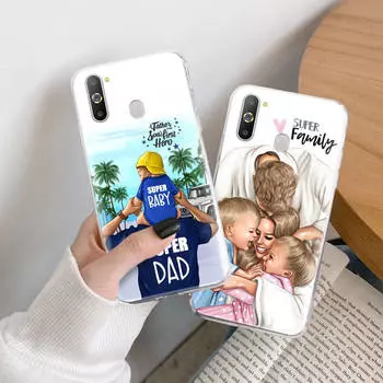 Супер-чехол для мамы и папы из ТПУ для iPhone XR 7 8 14 15 11 12 13 X XS Pro Max Xiaomi Redmi 13C Note 9 Samsung A22 S23 S24 Ultra Plus VIVO Samsung A15 5G кожа буйвола