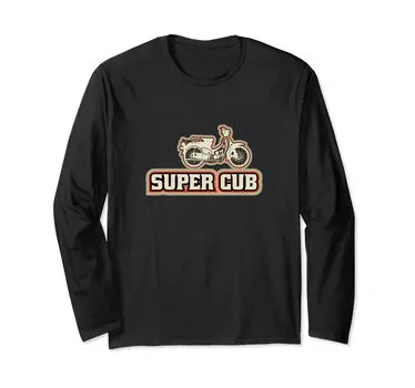 Super Cub C100 Moped Bike Retro Japan Long Sleeve T-Shirt чёрный