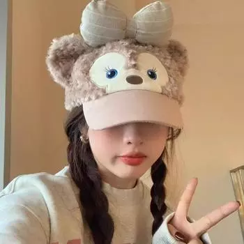 Super cute Duffy baseball cap cute Shirley Mei peaked cap shading plush cat ears hat female average size [54-58cm]