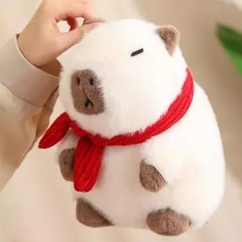 Super Cute Little Capybara Plush Doll Wearing A Scarf Christmas Capybara Doll Children S Soothing Doll Small Throw Pillow 25cm