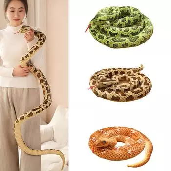 Супер-длинная игрушка-змея, большой размер, мягкая игрушка для розыгрыша на Хэллоуин, игрушка-обнимашка, подушка для дивана, мягкая игрушка-змея жёлтый