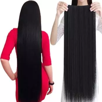 Супер длинные 100 см, 5 зажимов для наращивания волос, 4 размера, черные, коричневые, термостойкие синтетические шиньоны для женщин 50CM