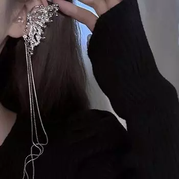 Супер длинные клипсы-бабочки с кисточками, Премиальные клипсы-косточки для ушей, Дизайн ниши, Подвесной тип, Без пирсинга ушей, Серьги, Для женщин