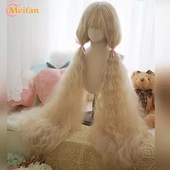 Супер длинные натуральные волнистые светлые парики с челкой, синтетические парики Лолиты для вечеринок, термостойкие для женщин