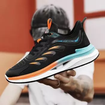 Супер дышащие модные повседневные кроссовки для бега, мужские кроссовки 42 чёрный