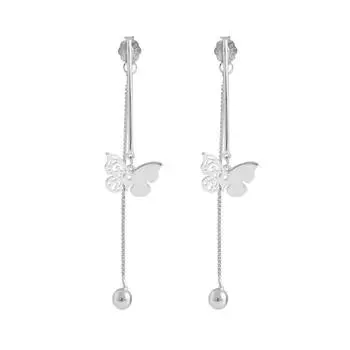 Super Fairy Hollow Butterfly Earrings Xiaohongshu Hot-Selling Antique Little Fairy Temperament Geometric Round Bead Rear Hanging Earrings