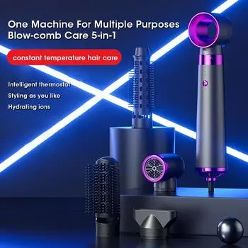 Супер фен 5-в-1 электрическая расческа для волос с отрицательными ионами, выпрямляющая плойка 220 В, персональная воздушная расческа, уход, укладка, сушилки, съемный комплект EU
