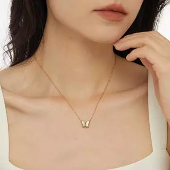 Супер фея белая ракушка бабочка ожерелье не выцветает женские летние высокочувствительные ключичные цепочки аксессуары