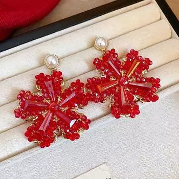 Супер фея цветочные серьги легкие роскошные индивидуальные серьги красный