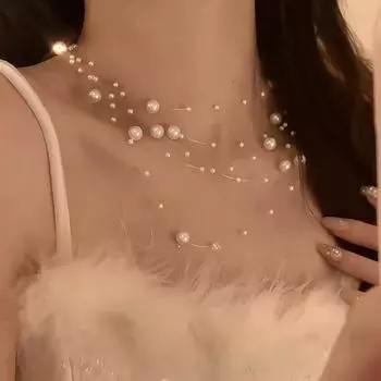 Супер Фея Цыганское Многослойное Жемчужное Ожерелье Женский Нишевый Дизайн Чувство Сладкий Темперамент Мода Универсальная Цепочка на Ключицу