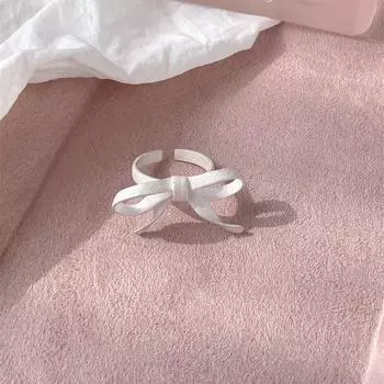 Супер фея изысканный бант пескоструйное кольцо нишевое высококачественное холодное ветровое кольцо ins простое 925 стерлинговое серебряное кольцо на палец opening adjustable