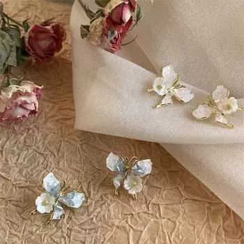 Супер Фея Кристалл Бабочка Цветок Серьги-гвоздики Женские Легкие Роскошные Элегантные Высококачественные Милые Индивидуальные Темпераментные Серьги Серьги