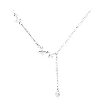 Супер Фея Милое Ожерелье Цветок Инкрустированное Бриллиантами Цепочка На Шею Может Вытянуть Модная Короткая Цепочка На Ключицу Мори Бабочка С Бахромой