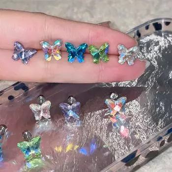 Супер фея милые цветные серьги-гвоздики в форме бабочек женские свежие и простые титановые стальные серьги-гвоздики в форме ушных раковин высокого класса дизайна titanium steel