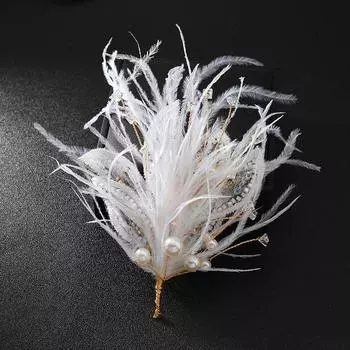 Супер фея перо жемчужная брошь женская элегантность темперамент булавка вечеринка пальто высококлассная корсажная заколка аксессуары