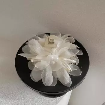 Супер Фея Сетчатая пряжа жемчужный бант зажим женский нишевый личность универсальный темперамент акула зажим заколка для волос сзади головы