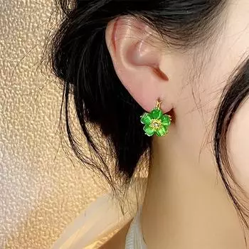 Супер Фея Темперамент Двусторонние Опаловые Серьги Циркон Цветочные Застежки Серьги Премиум