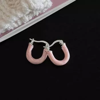 Супер Фея Темперамент Розовые U-образные серьги-пряжки Женские Уникальный Дизайн Простые Ежедневные Серьги Можно Носить