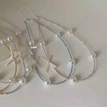 Супер Фея Жемчужная Лента Бант Ожерелье Женское Французское Ретро Элегантное Легкое Роскошное Темпераментное Универсальное Ожерелье На Ключицу