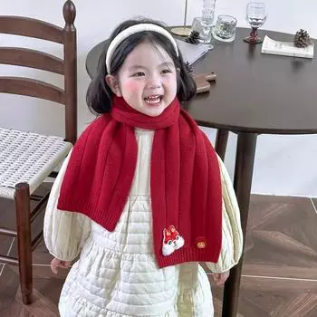 Super festive red children s New Year s scarf gift autumn and winter lion dance baby boy and girl scarf winter warm scarf