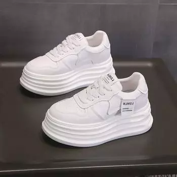 Super fire explosion heightening little white shoes women s small thick-soled 2024 new autumn versatile soft-soled thin casual shoes 34 белый