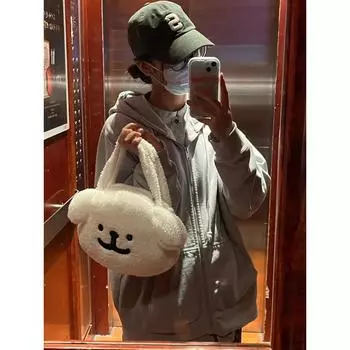 Супер огненная плюшевая сумка для щенка на осень и зиму, новая милая сумка для волос в форме сердца для девочек, сумка через плечо белый