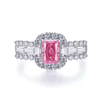 Super Flash 5x7 мм прямоугольное розовое кольцо с высокоуглеродистым бриллиантом S925 серебряные украшения подарок на свадьбу 5