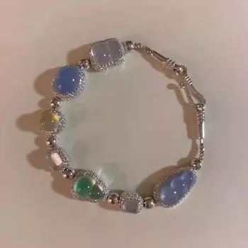 Super Flash Diamond Gourd Bracelet Women S Vntage Light Luxury Round Egg Square Geometric Niche Temperament Design Sense Jewelry