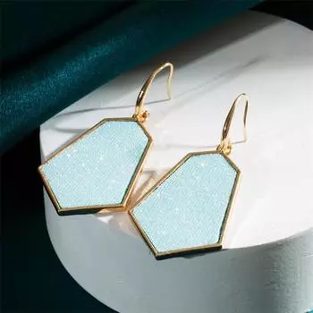 Супер-вспышка преувеличенной моды изящные кожаные сплав серьги ромб 6.3*3cm коричневый