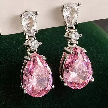 Серьги-капли с полыми розовыми бриллиантами Super Flash, женские высококачественные компактные темпераментные серьги-капли в форме груши, подходящие друг другу