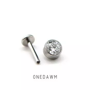 Super Flash Zircon Female Sleep No Need to Take off Labret Titanium Alloy 3mm white zirconium/[single spiral jewelry head]]