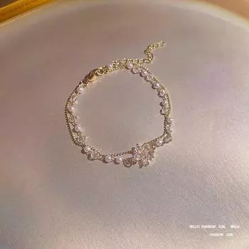 Супер-флеш изысканный двухслойный браслет с подвеской в виде цветка 1 pcs