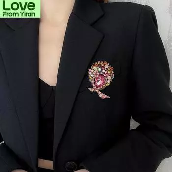 Супер-флеш-сплав со стразами, брошь-цветок для девочки, милая булавка, популярные модные аксессуары для корсажа