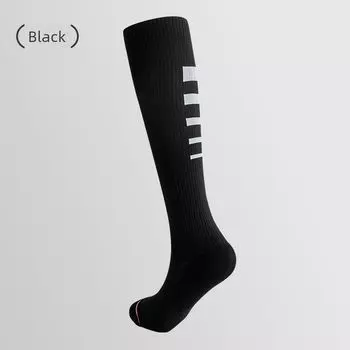 Super Generation Knee-Length Sports Yoga Fitness Running Marathon Color Stripe Calf Hose Compression Socks WOMEN S Socks Black