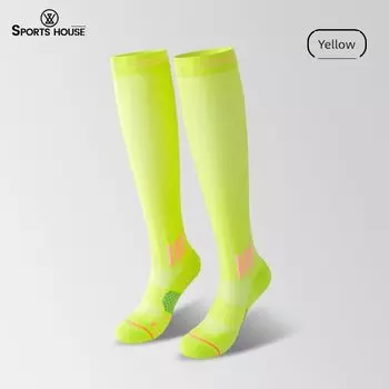 Super Generation Knee-Length Sports Yoga Fitness Running Marathon Color Stripe Calf Hose Compression Socks WOMEN S Socks Pure Yellow