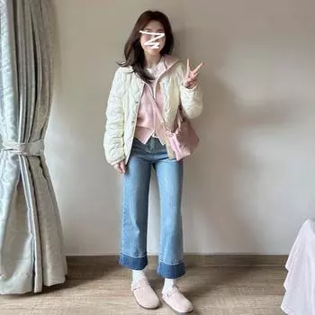 Super good-looking short rhombus cotton-padded clothes for women s 2024 new winter cotton-padded clothes cotton-padded jackets, padded jackets. 40/45kg/S