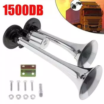 Супер громкий комплект звукового сигнала 1500 дБ, двойной звуковой сигнал для грузовика, с компрессором, подходит для любого источника питания 12 В 24V серебряный