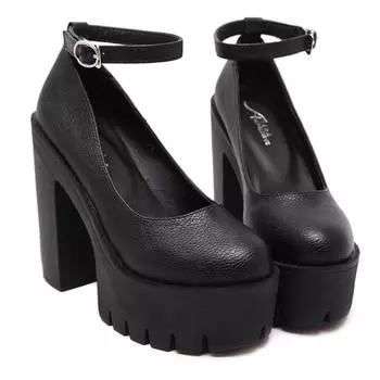 Super High 13cm Women Pumps Round Toe High Quality Female High Heels Shoes Gladiator Brand Square Heels Pumps 5 чёрный