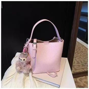 Super Hot Yellow Bucket Bag for Women 2025 New Summer High end Elegant Light Luxury Niche High Sense Small Carrying Bag Pink collection, plus purchase, free pendant