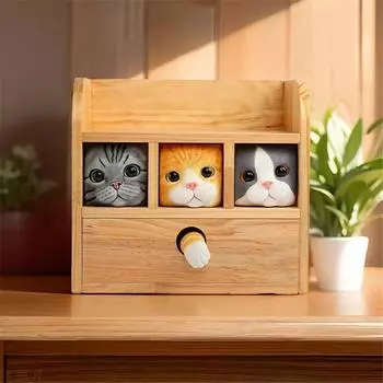 Супер Kawaii Handmade Kitty Press Pop Up Home Storage Box Jewelry Makeup Organizer Desktop Containers Girl Woman Gift