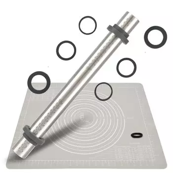 SUPER KITCHEN Нержавеющая сталь, регулируемая скалка для сладостей, кондитерских изделий, хлеба, собы, легко моющаяся скалка, большой размер, коврик для выпечки, 50 шт.